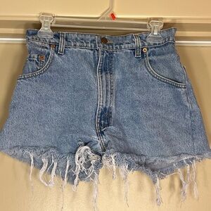 Levi's Light Blue Distressed High-Waist Denim Shorts